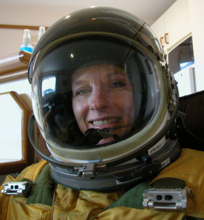 Elizabeth in space suit