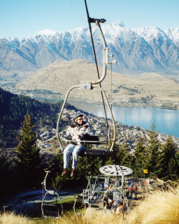 Elizabeth getting ready for sledding near Queenstown, New Zealand