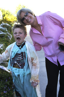 Elizabeth and Moody about to go trick or treating