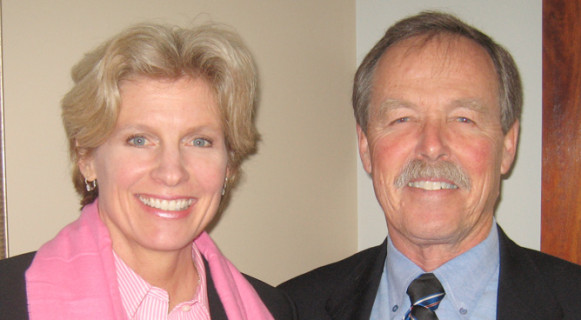 Elizabeth with NASA Astronaut- Space Shuttle Commander Robert "Hoot" Gibson